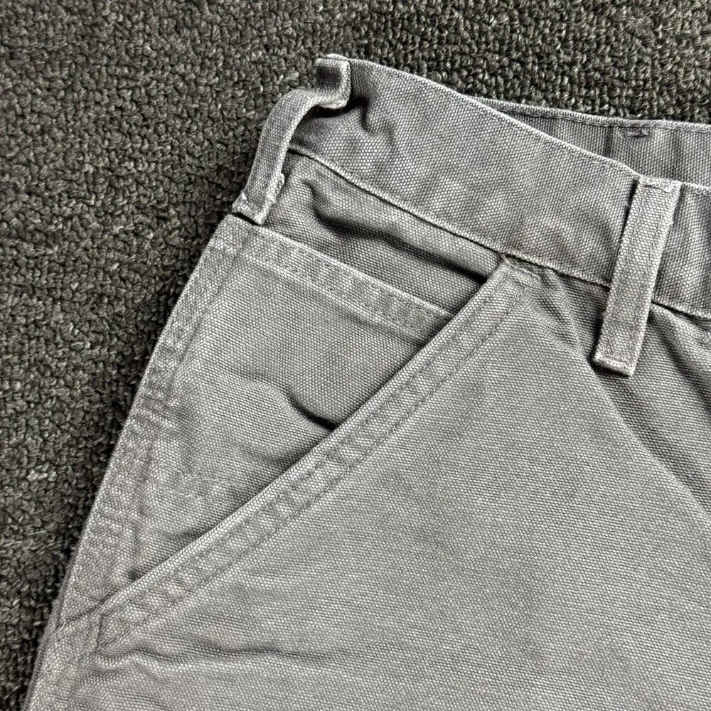 Carhartt Flannel Lined Dungaree Pants Size 34X30 Gray B111 GVL Workwear